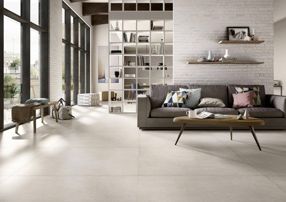 Gresie exterior / interior portelanata rectificata alba 90x90 cm, Marazzi Block White