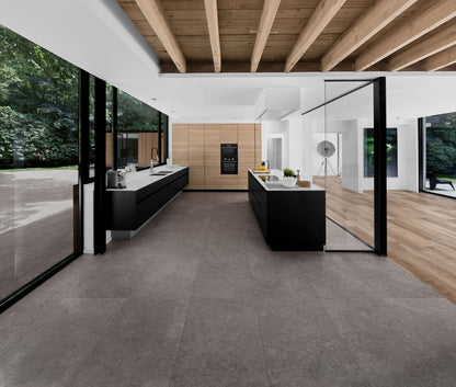 Gresie exterior portelanata rectificata gri 30x60 cm, Marazzi Mystone Bluestone Piombo Strutturato