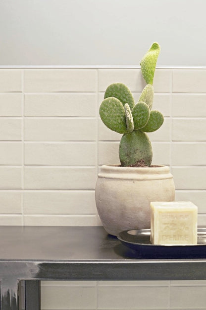 Faianta baie / bucatarie alba 25x76 cm, Marazzi Chalk Butter Struttura Brick 3D
