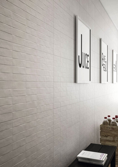 Faianta baie / bucatarie gri 25x76 cm, Marazzi Chalk Grey Struttura Brick 3D