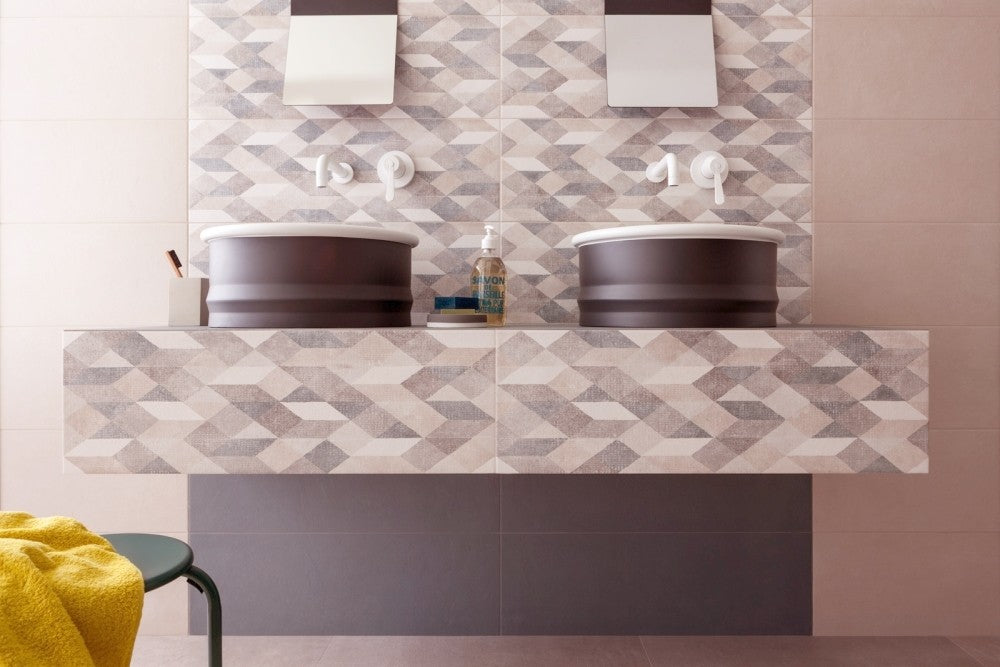 Decor interior bej/gri 25x76 cm, Marazzi Chalk Sand/Grey/Smoke Origami