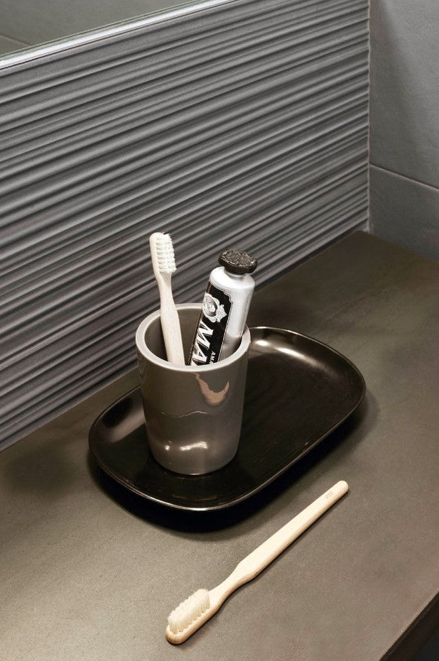 Faianta baie / bucatarie gri 25x76 cm, Marazzi Chalk Smoke Struttura Fiber 3D