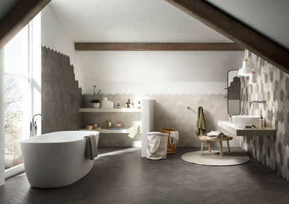 Gresie interior portelanata rectificata gri 30x120 cm, Marazzi Clays Lava