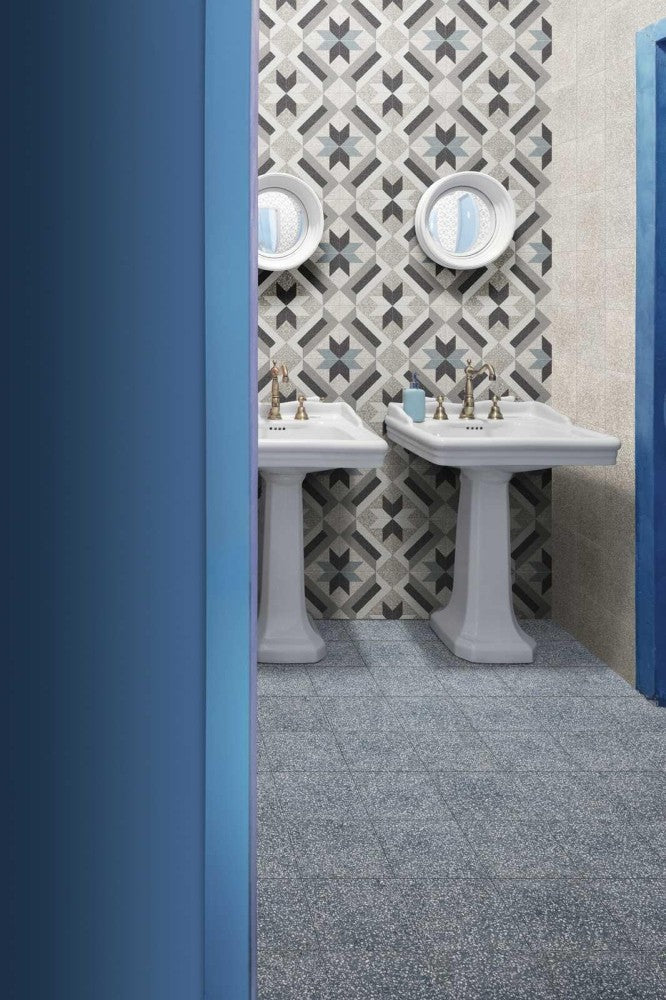 Gresie exterior / interior portelanata albastra 20x20 cm, Marazzi D_Segni Scaglie Blue