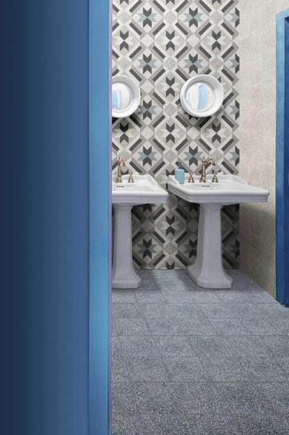 Gresie exterior / interior portelanata albastra 20x20 cm, Marazzi D_Segni Scaglie Blue