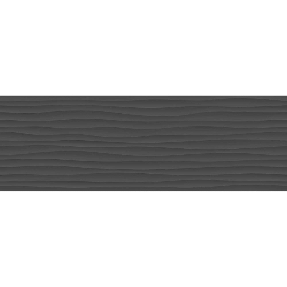 Faianta baie / bucatarie rectificata antracit 40x120 cm, Marazzi Eclettica Anthracite Struttura Wave 3D