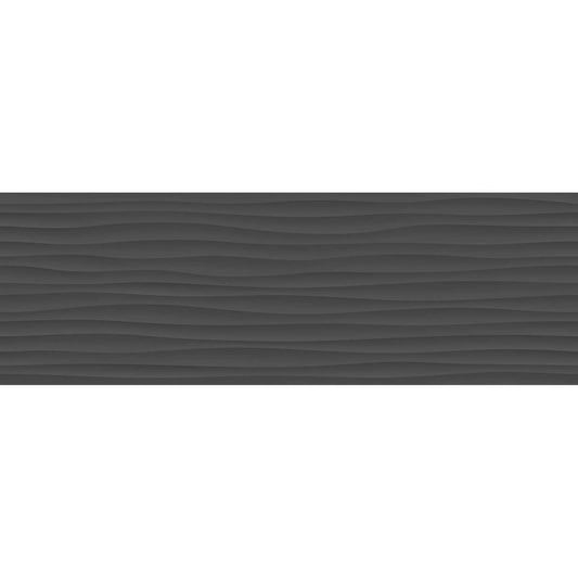 Faianta baie / bucatarie rectificata antracit 40x120 cm, Marazzi Eclettica Anthracite Struttura Wave 3D