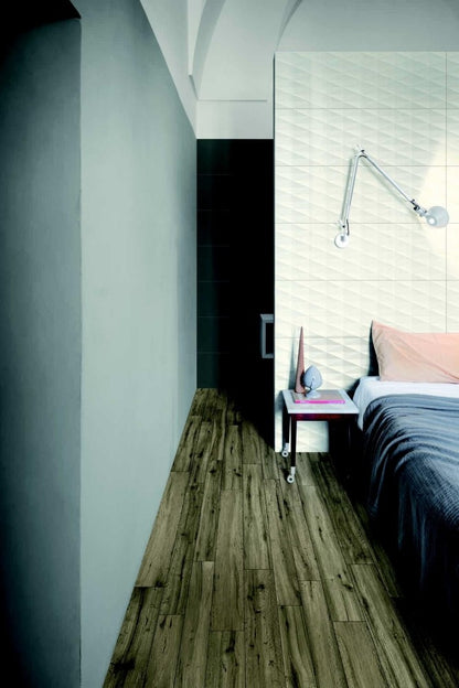 Faianta baie / bucatarie rectificata alba 40x120 cm, Marazzi Eclettica White Struttura Diamond 3D