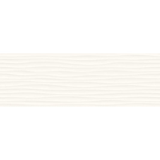 Faianta baie / bucatarie rectificata alba 40x120 cm, Marazzi Eclettica White Struttura Wave 3D