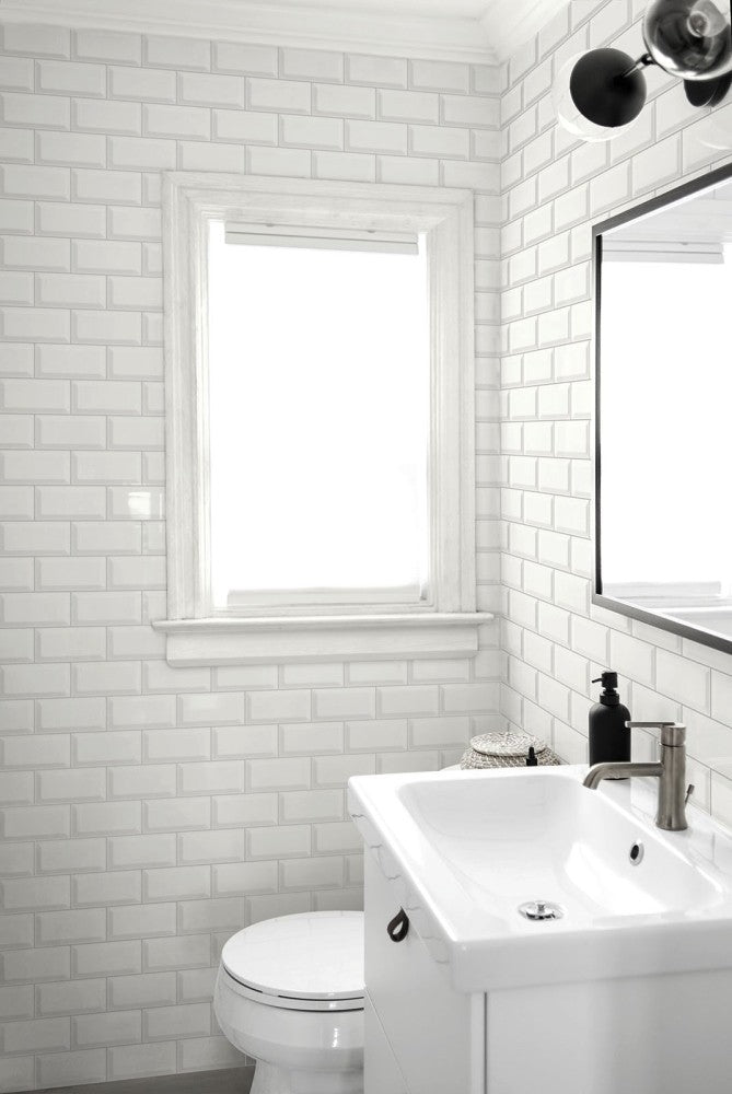 Faianta baie / bucatarie alba lucioasa 7.5x15 cm, Marazzi Hello Diamantato Lux White