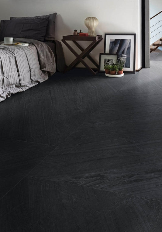 Gresie exterior / interior neagra 75x150 cm, Marazzi Mystone Lavagna Nero