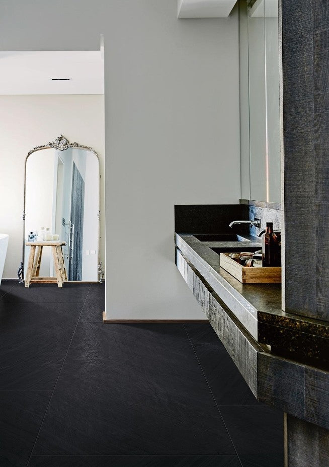 Gresie exterior / interior neagra 75x150 cm, Marazzi Mystone Lavagna Nero