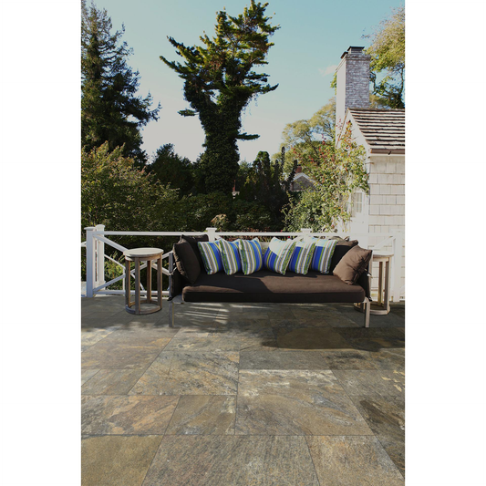 Gresie exterior portelanata rectificata maro 60x60 cm, Marazzi Rocking Strutturato Tobacco