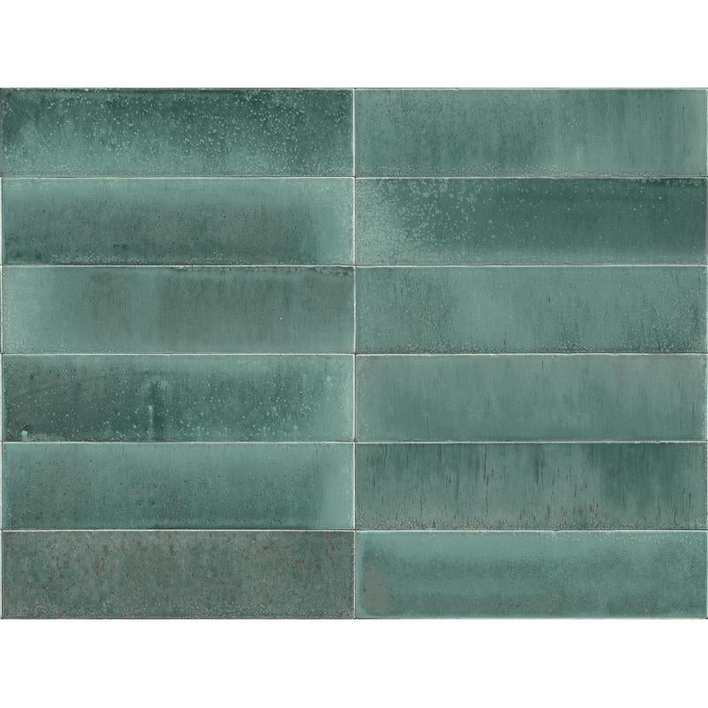 Gresie interior portelanata albastra 6x24 cm, Marazzi Lume Turquoise Lux
