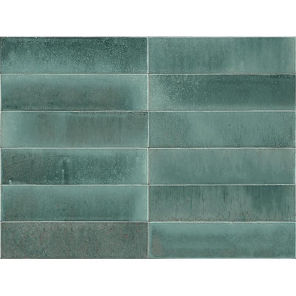 Gresie interior portelanata albastra 6x24 cm, Marazzi Lume Turquoise Lux