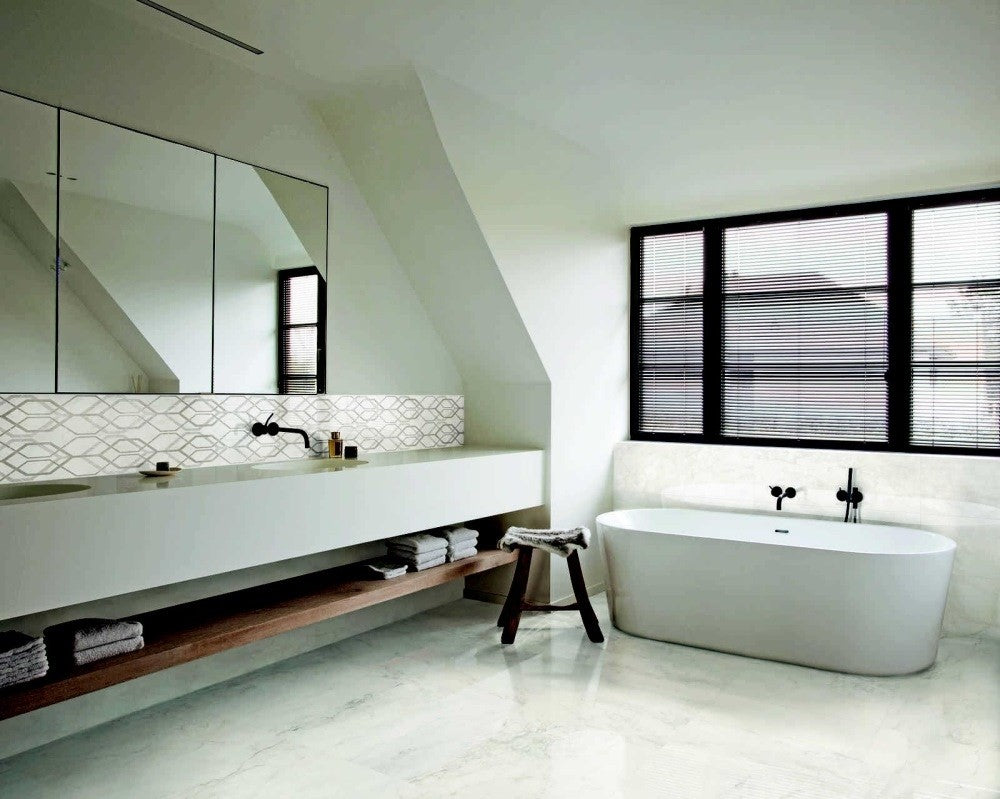 Decor interior alb 30x90 cm, Marazzi Marbleplay Net Calacatta