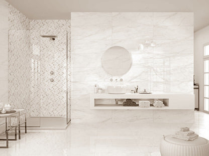 Faianta baie / bucatarie rectificata alba 30x90 cm, Marazzi Marbleplay Ivory