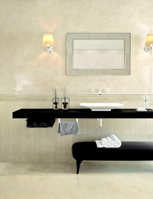 Faianta baie / bucatarie rectificata crem 30x90 cm, Marazzi Marbleplay Struttura 3D Mikado Marfil
