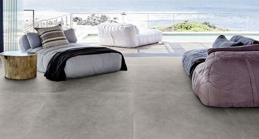 Gresie exterior portelanata rectificata gri 80x80 cm, Marazzi Material20 Light Grey