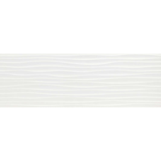 Faianta baie / bucatarie rectificata alba 40x120 cm, Marazzi Essenziale Struttura Wave 3D Lux