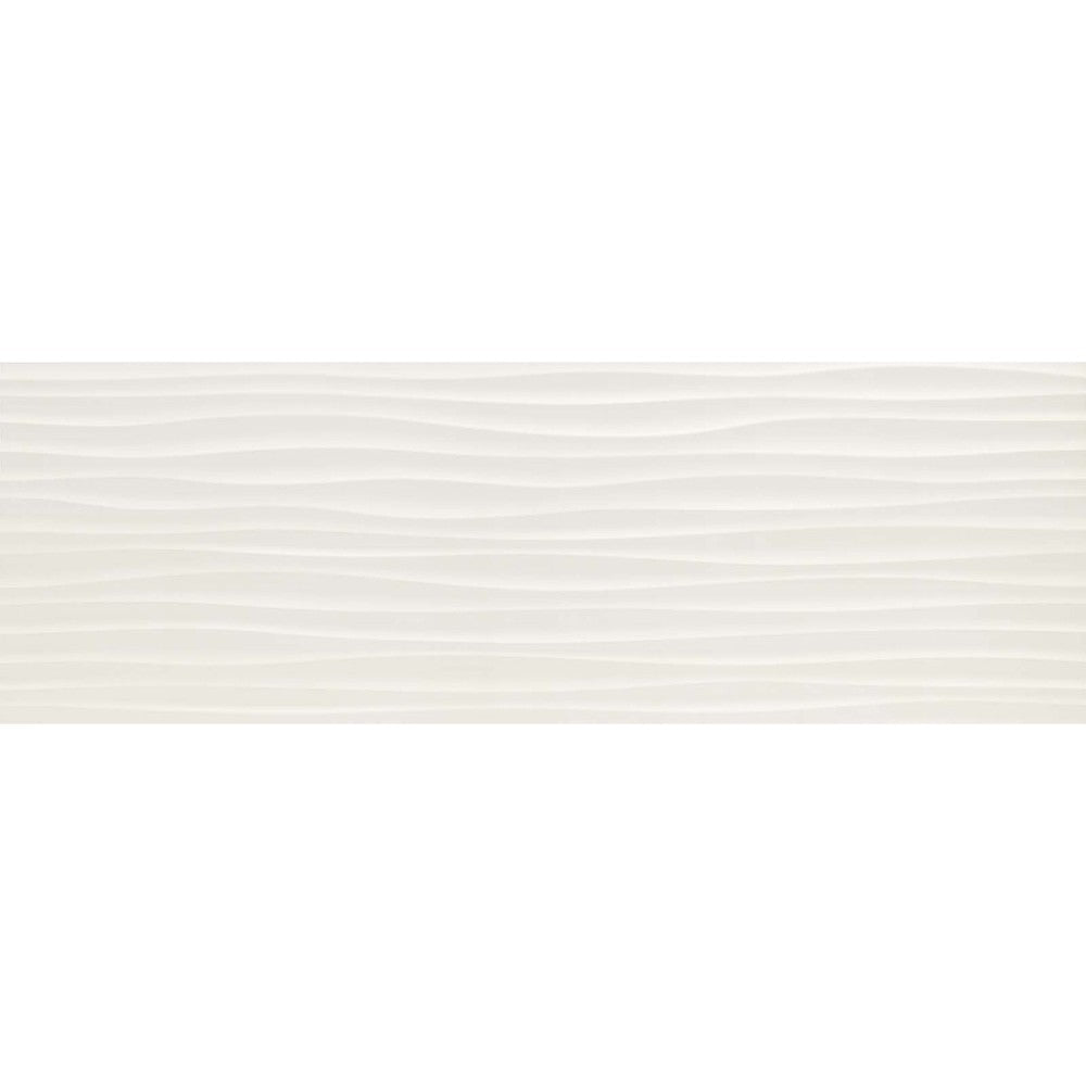 Faianta baie / bucatarie rectificata alba 40x120 cm, Marazzi Essenziale Struttura Wave 3D Satinato