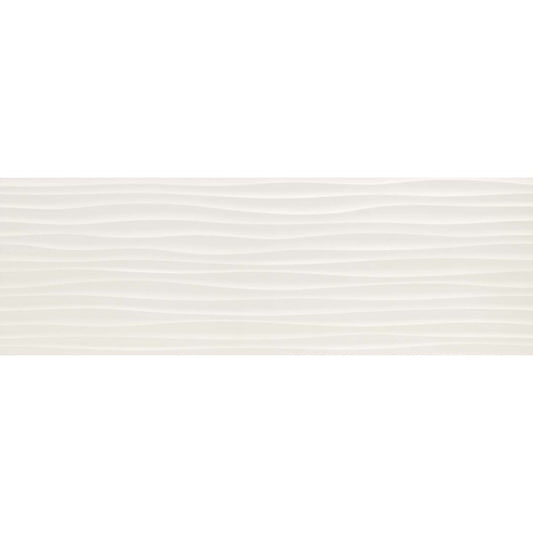 Faianta baie / bucatarie rectificata alba 40x120 cm, Marazzi Essenziale Struttura Wave 3D Satinato