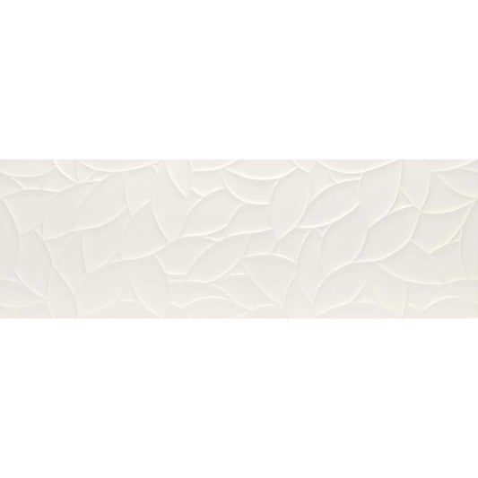 Faianta baie / bucatarie rectificata alba 40x120 cm, Marazzi Essenziale Struttura Flora 3D Satinato