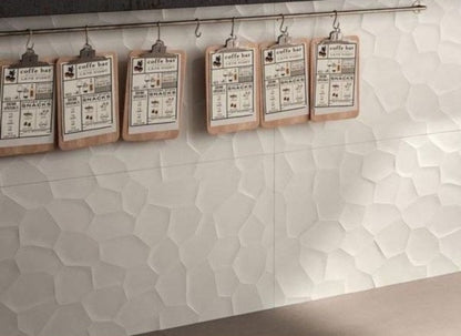Faianta baie / bucatarie rectificata alba 40x120 cm, Marazzi Essenziale Struttura Deco 3D Satinato