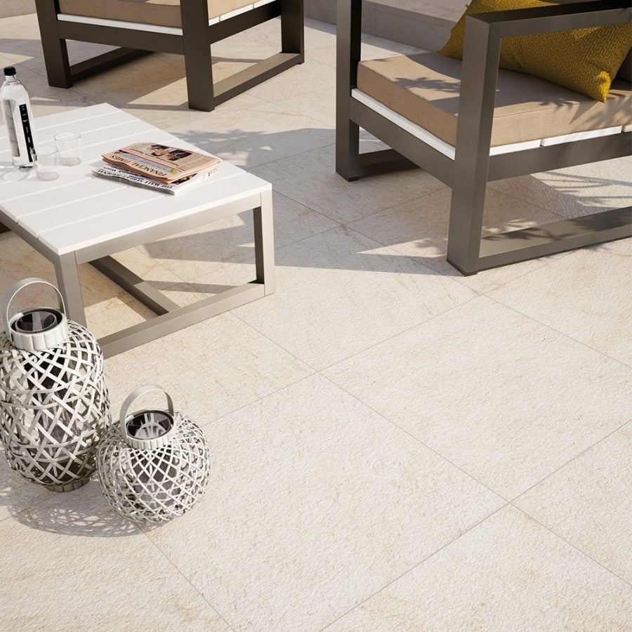 Gresie exterior portelanata rectificata alba 60x60 cm, Marazzi Multiquarz20 White