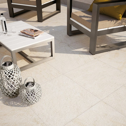 Gresie exterior portelanata rectificata alba 60x60 cm, Marazzi Multiquarz20 White