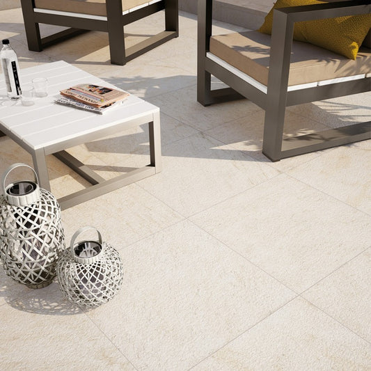 Gresie exterior portelanata rectificata alba 60x60 cm, Marazzi Multiquarz20 White