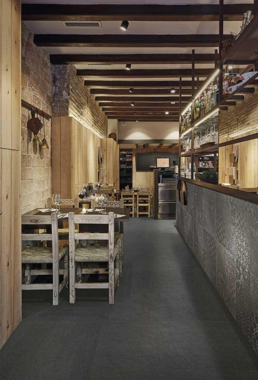 Gresie exterior / interior portelanata rectificata antracit 60x60 cm, Marazzi Mystone Basalto Lava