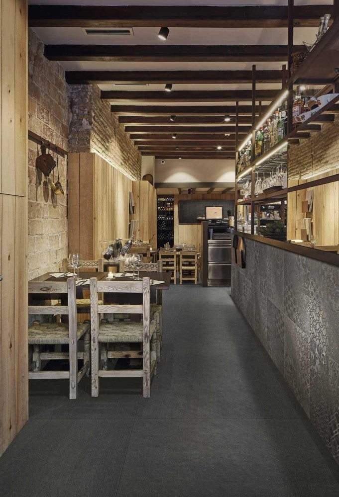 Gresie exterior / interior portelanata rectificata antracit 60x60 cm, Marazzi Mystone Basalto Lava