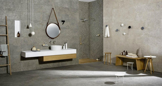 Gresie exterior / interior portelanata rectificata bej 75x75 cm, Marazzi Mystone Gris Fleury Beige