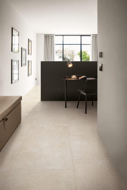 Gresie exterior / interior portelanata rectificata crem 75x150 cm, Marazzi Mystone Limestone Ivory