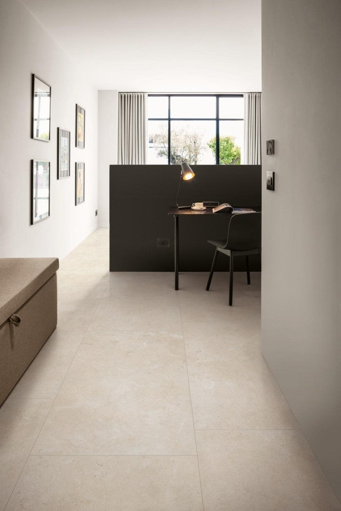 Gresie exterior / interior portelanata rectificata crem 30x60 cm, Marazzi Mystone Limestone Ivory