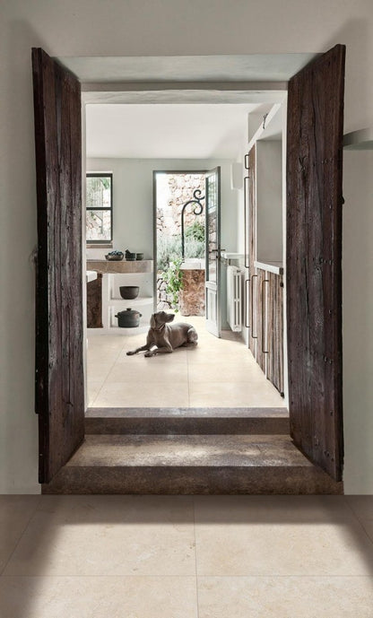 Gresie exterior / interior portelanata rectificata crem 30x60 cm, Marazzi Mystone Limestone Ivory