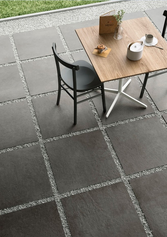 Gresie exterior portelanata rectificata antracit 60x60 cm, Marazzi Plaster20 Anthracite