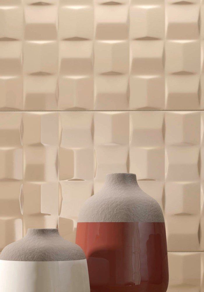 Faianta baie / bucatarie crem 25x76 cm, Marazzi Pottery Struttura Cube Champagne