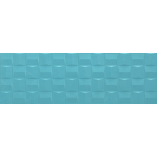 Faianta baie / bucatarie albastra 25x76 cm, Marazzi Pottery Struttura Cube Turquoise