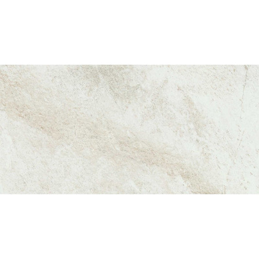 Gresie exterior portelanata rectificata alba 20x40 cm, Marazzi Rocking Strutturato White