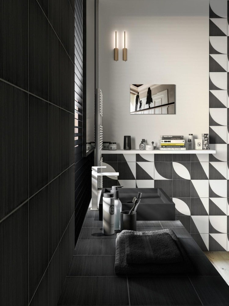 Gresie exterior / interior portelanata neagra 20x20 cm, Marazzi Scenario Nero