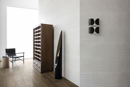 Faianta baie / bucatarie rectificata alba 40x120 cm, Marazzi Stone Art Steel Struttura Move 3D