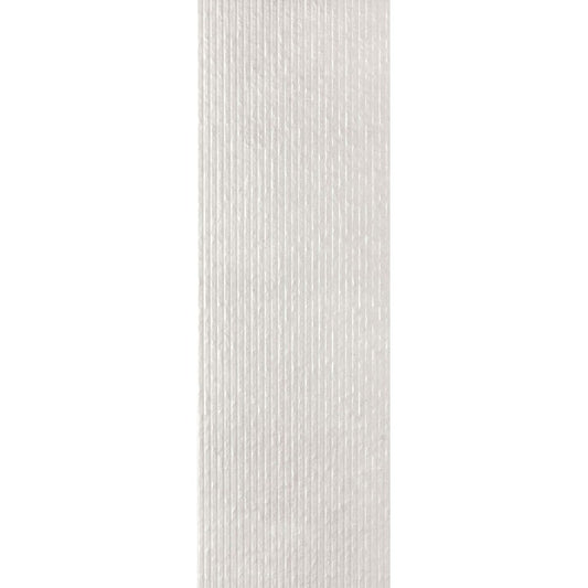 Faianta baie / bucatarie rectificata alba 40x120 cm, Marazzi Stone Art Steel Struttura Woodcut 3D