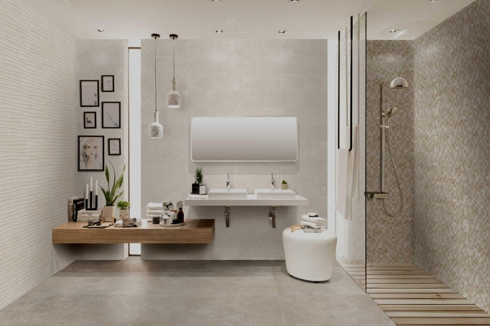 Faianta baie / bucatarie bej 20x50 cm, Marazzi Stream Struttura Wind 3D Beige