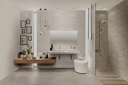 Faianta baie / bucatarie bej 20x50 cm, Marazzi Stream Struttura Wind 3D Beige