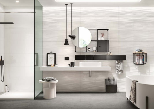 Faianta baie / bucatarie rectificata alba 40x120 cm, Marazzi Essenziale Lux