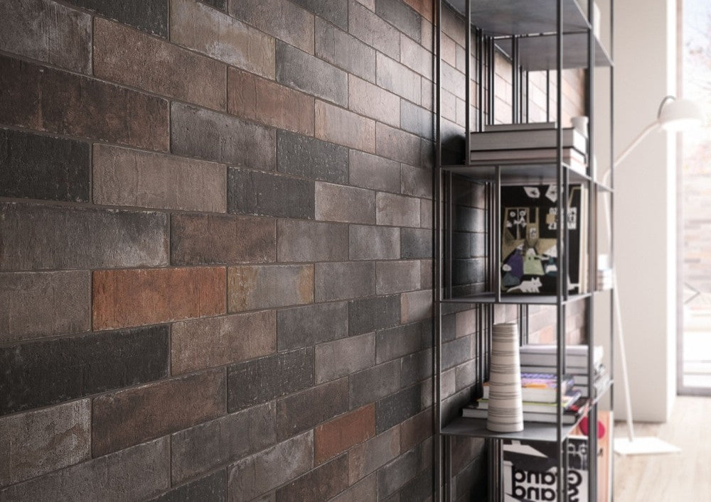 Gresie exterior / interior maro 28x7 cm, Marazzi Terramix Nero