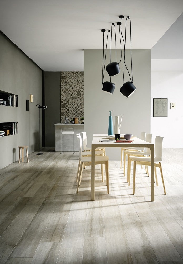 Gresie exterior / interior portelanata rectificata gri 15x120 cm, Marazzi Treverkchic Noce Tinto