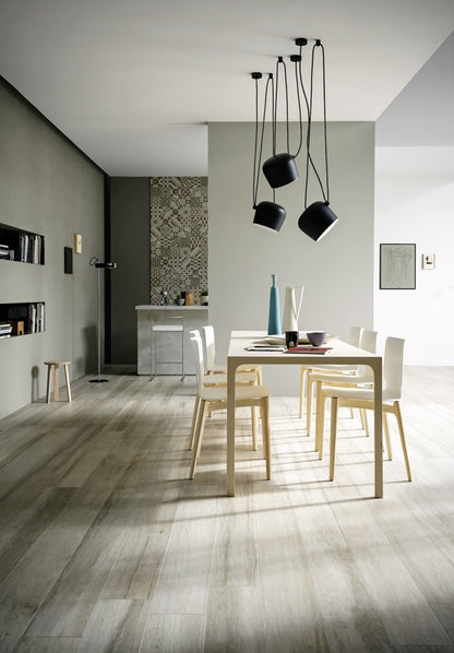 Gresie exterior / interior portelanata rectificata gri 20x120 cm, Marazzi Treverkchic Noce Tinto